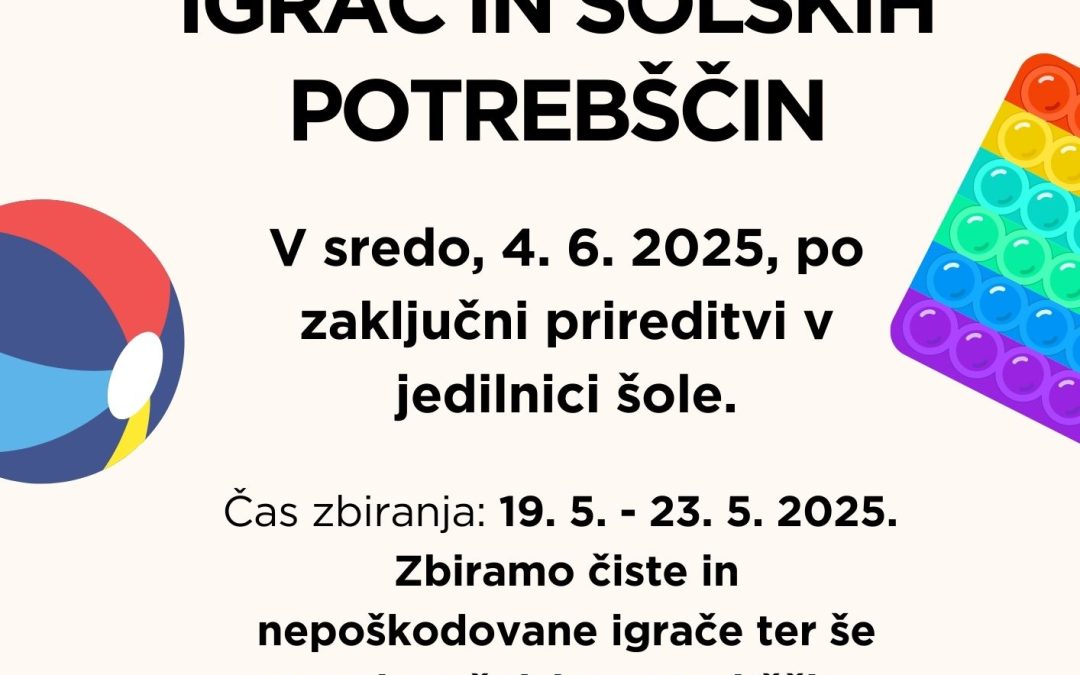 Vabilo na zaključno prireditev in izmenjevalnico igrač